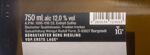 1095 016 22 B Fürst, Bürgstadter Berg Riesling 1 G