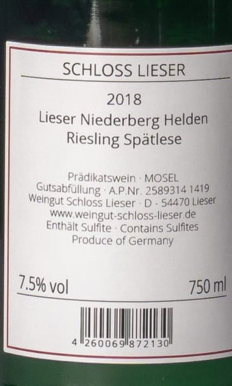 25 893 14 1419 B Schloss Lieser, Helden Riesling Spätlese