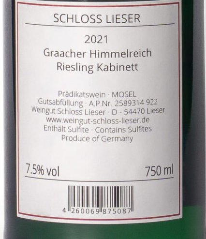 Schloss Lieser, Graacher Himmelreich Kabinett