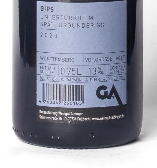 403 030 221 B Aldinger, Marienglas Gips Spätburgunder GG