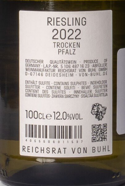 5 106 487 16 23 B Von Buhl, Riesling Trocken Litro