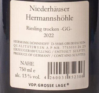 7753010 26 23 B Dönnhoff, Niederhäuser Hermannshöhle Riesling GG