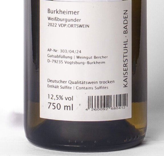 Bercher, Burkheimer Weissburgunder Ortswein